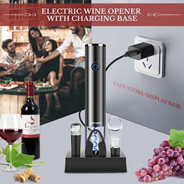Joyfort Electric Wine Opener Set, Wine Bottle Opener with Charging Base, Automatic Corkscrew with Ae...