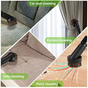 Honoson 2 Pack Vacuum Brush Attachment Round Dust Brush Bristle Cleaner Attachment 1-1/4 Inch Black Replacement with 1.25 to 1.37 Inch Vacuum Hose Adapter Tool for Standard Hose