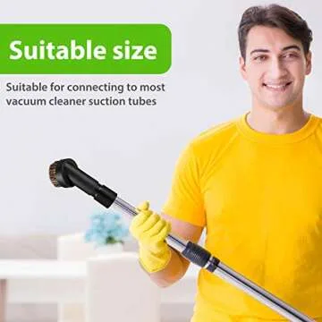 Honoson 2 Pack Vacuum Brush Attachment Round Dust Brush Bristle Cleaner Attachment 1-1/4 Inch Black Replacement with 1.25 to 1.37 Inch Vacuum Hose Adapter Tool for Standard Hose