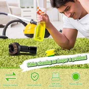 Honoson 2 Pack Vacuum Brush Attachment Round Dust Brush Bristle Cleaner Attachment 1-1/4 Inch Black Replacement with 1.25 to 1.37 Inch Vacuum Hose Adapter Tool for Standard Hose