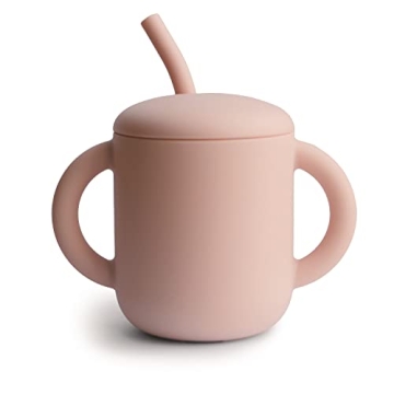 Mushie Silicone Training Cup & Straw for Toddlers 6 Months+ (Blush)