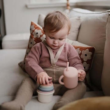 Mushie Silicone Training Cup & Straw for Toddlers 6 Months+ (Blush)