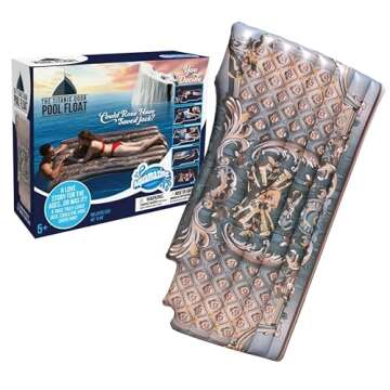 SCS Direct The Original Titanic Movie Pool Float- 48" x 84" Inflatable Double Sized 2-Person Raft of Floating Door, Fun Swimming Lounger - Could Rose Have Saved Jack? Film Fans & Birthday, Gift