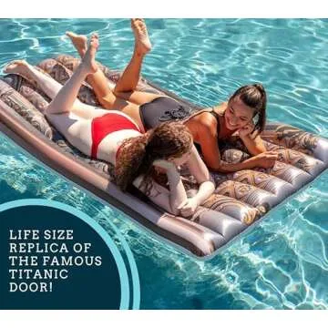 SCS Direct The Original Titanic Movie Pool Float- 48" x 84" Inflatable Double Sized 2-Person Raft of Floating Door, Fun Swimming Lounger - Could Rose Have Saved Jack? Film Fans & Birthday, Gift