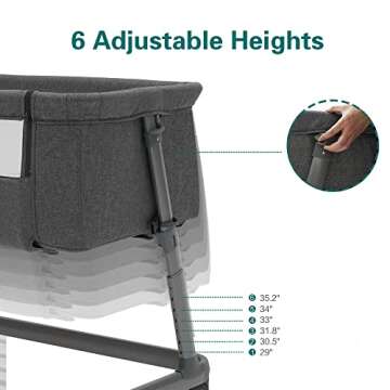 Pamo babe Baby Bassinet Bedside Sleeper for Newborn Bed Crib with Breathable Mesh Sides Co-Sleeping Bedside Crib for Infant Breastfeeding with Height-Adjustable and Wheels, Z-Type Stable Frame