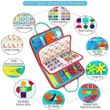 FASTSPOK Busy Board Montessori Toys for 1-5 Year Olds - Ideal Travel Educational Gifts
