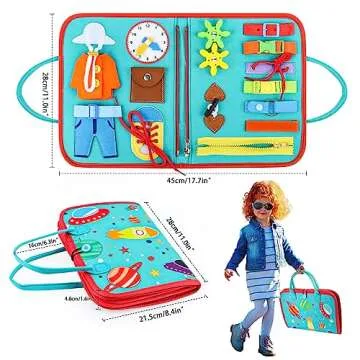FASTSPOK Busy Board Montessori Learning Toy for Toddlers