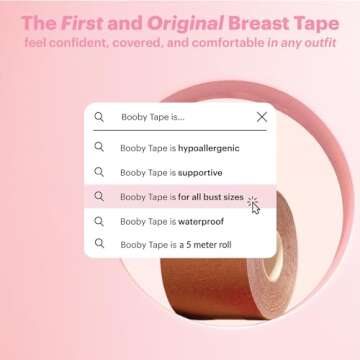 Booby Tape Original Boob Tape, Instant Breast Lift, Replace Your Bra, Latex-Free, Hypoallergenic Adhesive Body Tape, 5 meters, Brown, 1 Count