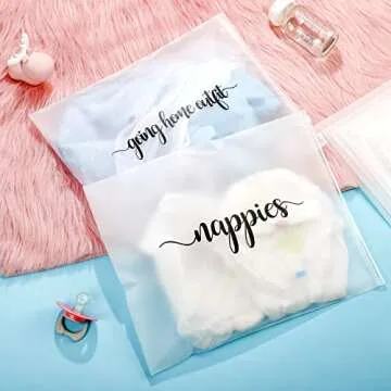 Boao 15 Pack Hospital Bags for Labor and Delivery 11 x 14 Inch Diaper Bag Organizing Pouches Resealable Maternity Hospital Pouches(Black Letter)