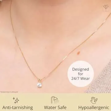 Elegant 14k Gold 6.5mm Cubic Zirconia Pendant Necklace