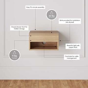Nathan James Jackson Floating Nightstand with Storage