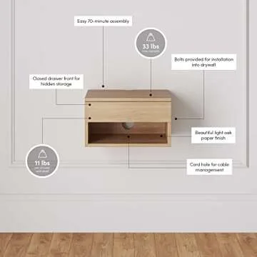 Nathan James Jackson Floating Nightstand with Storage