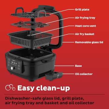 Instant Pot 6-in-1 Air Fryer and Indoor Grill with Bake, Roast Reheat & Dehydrate, From the Makers of Instant Pot, with Odor-Reducing Filter, Clear Cooking Window, and Removable Lid for Easy Cleaning