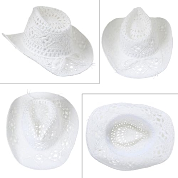 GEMVIE Cowboy Cowgirl Straw Hat for Summer Fun