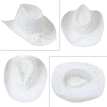 GEMVIE Cowboy Cowgirl Straw Hat for Summer Fun