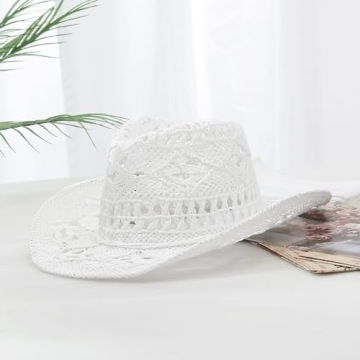 GEMVIE Cowboy Cowgirl Straw Hat for Summer Fun