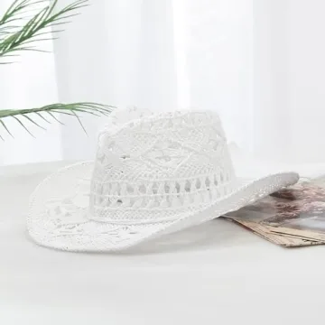 GEMVIE Cowboy Cowgirl Straw Hat for Summer Fun
