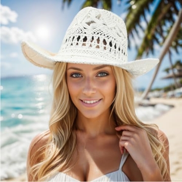 GEMVIE Cowboy Cowgirl Straw Hat for Summer Fun