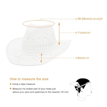 GEMVIE Cowboy Cowgirl Straw Hat for Summer Fun