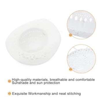 GEMVIE Cowboy Cowgirl Straw Hat for Summer Fun