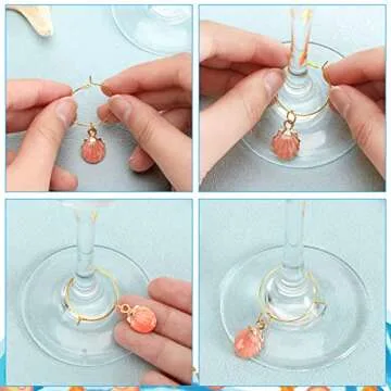 SANNIX 24pcs Wine Glass Charms, Wine Charms for Stem Glasses Wine Glass Identifier Charms Funny Wine Glass Tags for Summer Christmas Wine Tasting Party Decorations