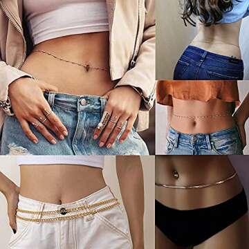 Magitaco 8PCS Waist Chain Set - Stylish Summer Body Jewelry