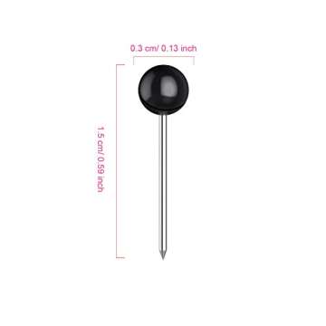 500 Pack Map Push Pins 1/8 Inch Black Map Tacks Small Round Head Push Pins Thumb Tacks for Travel Pi...