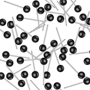 500 Pack Map Push Pins 1/8 Inch Black Map Tacks Small Round Head Push Pins Thumb Tacks for Travel Picture Photo Bulletin Board Wall DIY Craft Home School Office