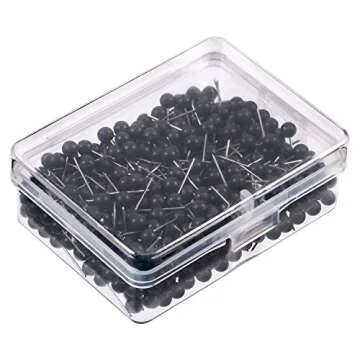500 Pack Map Push Pins 1/8 Inch Black Map Tacks Small Round Head Push Pins Thumb Tacks for Travel Picture Photo Bulletin Board Wall DIY Craft Home School Office