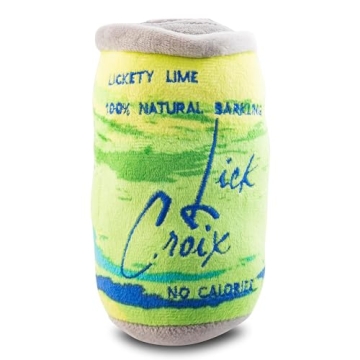 Haute Diggity Dog LickCroix Barkling Water Lickety Lime, Plush Designer Dog Toys with Interactive Sq...
