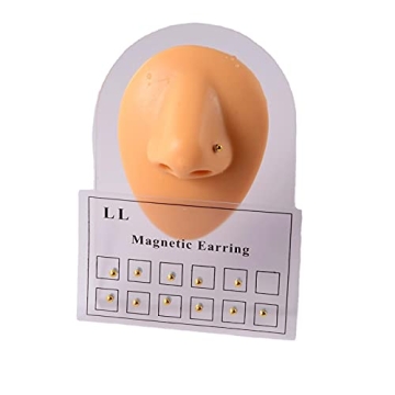 12Pcs Magnetic Crystal Stud Earrings Face Magnetic Clip Non Piercing Earrings Nose Lip Ring Clip on ...