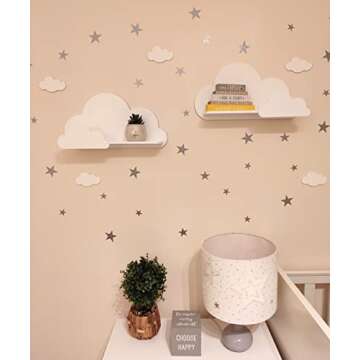 Happy Woody Set of 2 Cloud Wall Shelves for Nursery/Wooden Floating Shelf/Baby Room Decor/Nursery Ro...