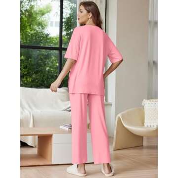 Ekouaer Lounge Sets for Women Short Sleeve Tops and Long Pants Soft Comfy Pajamas Set 2 Piece Outfit...