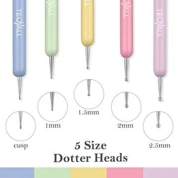 TEOYALL Double Ended Nail Art Brushes, 5 PCS Nail Design Painting Tools including Nail Fine Liner Brushes and Nail Dotting Pens