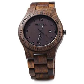 Men's Wooden Watch with Ebony Dial - BEWELL ZS-W086B