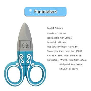 LEIZHAN 16GB Scissors USB Flash Drive - 3 Pack Gift