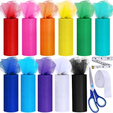 Vibrant 11 Colors Tulle Rolls Set for Crafts & Costumes