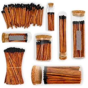 Thankful Greetings Brown Stick Black Tip Decorative Matches