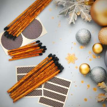 Thankful Greetings Brown Stick Black Tip Decorative Matches