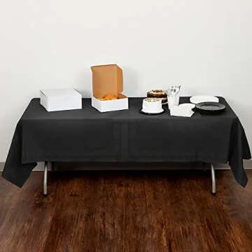 Perfectware - Table Cover Black-3 Table Covers Disposable Table Covers Black 2-Ply Tissue and 1-Ply Poly, 0.1" Height, 108" width, 54" Length (Pack of 3)