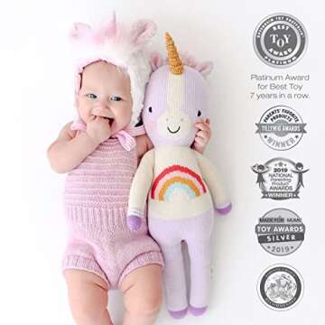 Cuddle + Kind Zoe The Unicorn Regular 20" Hand-Knit Doll - A Fair Trade Heirloom Treasure