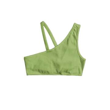 Remidoo Women's Sexy Sleeveless One Shoulder Crop Top O Ring Strappy Cutout Cami Tank Tops LightGreen Small