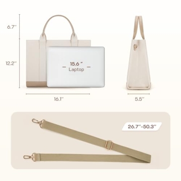 Missnine Canvas Laptop Tote Bag - Stylish & Durable for Work