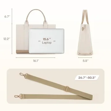 Missnine Canvas Laptop Tote Bag - Stylish & Durable for Work