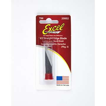 Excel Blades #2 Hobby Knife Blades - American Made Straight Edge Replacement Blades - 5 Pack