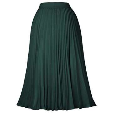 Casual Pleated Midi Skirt for T-Shirt Top Dark Green Size XL KK659-23