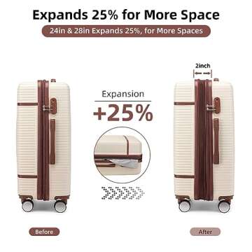 Lulusail Luggage Sets: 6 Piece Expandable Hardside with Spinner Wheels