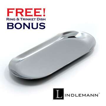 LINDLEMANN Crystal Decorative Tray Metal Mirrored Perfume Cosmetic Organizer Jewelry Trinket Display Storage Vanity Trays Christmas Home Décor Accents Luxury Gift (Round, 10in, Gold)