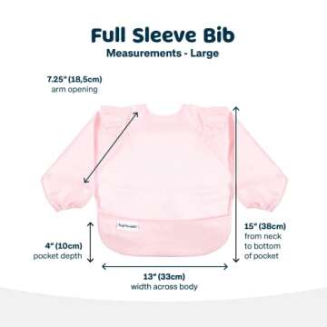 Tiny Twinkle Mess Proof Baby Bib, Cute Full Sleeve Bib Outfit, Waterproof Bibs for Toddlers, Machine Washable, Tug Proof Closure, Baby Smock for Eating, Long Sleeved (Rose, Large 2-4 Years)