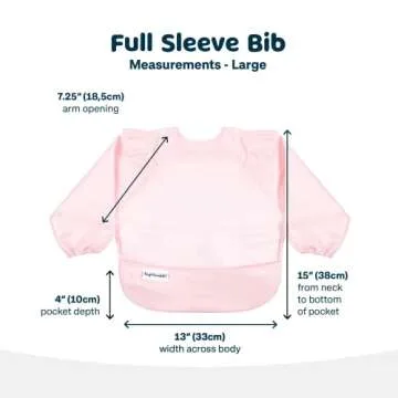 Tiny Twinkle Mess Proof Baby Bib, Cute Full Sleeve Bib Outfit, Waterproof Bibs for Toddlers, Machine Washable, Tug Proof Closure, Baby Smock for Eating, Long Sleeved (Rose, Large 2-4 Years)
